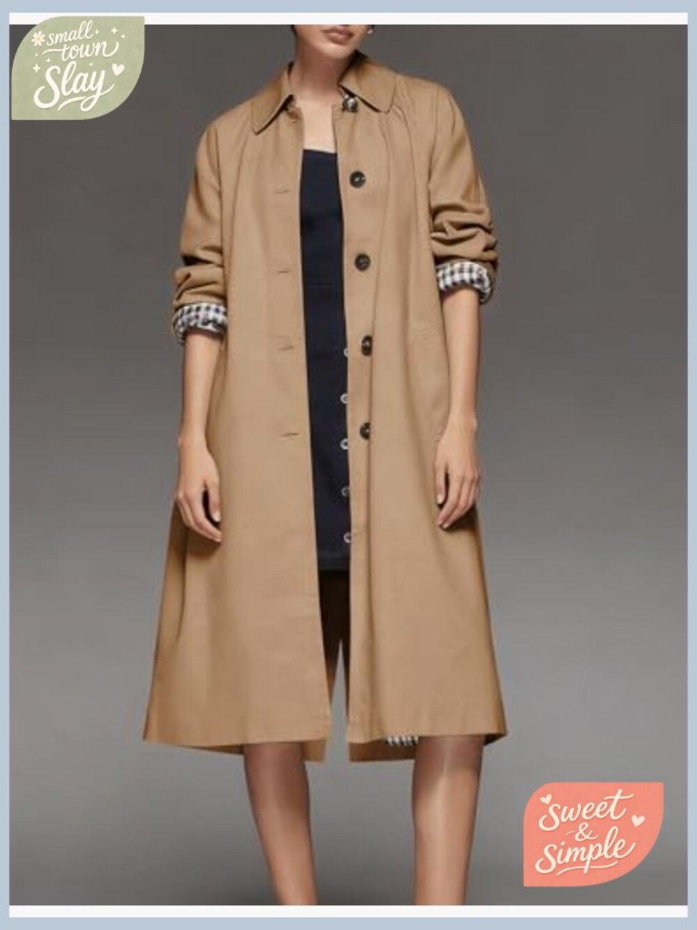 Women's Lightweight Single Breasted Long Trench Coat Work Casual - Picture 2 of 7